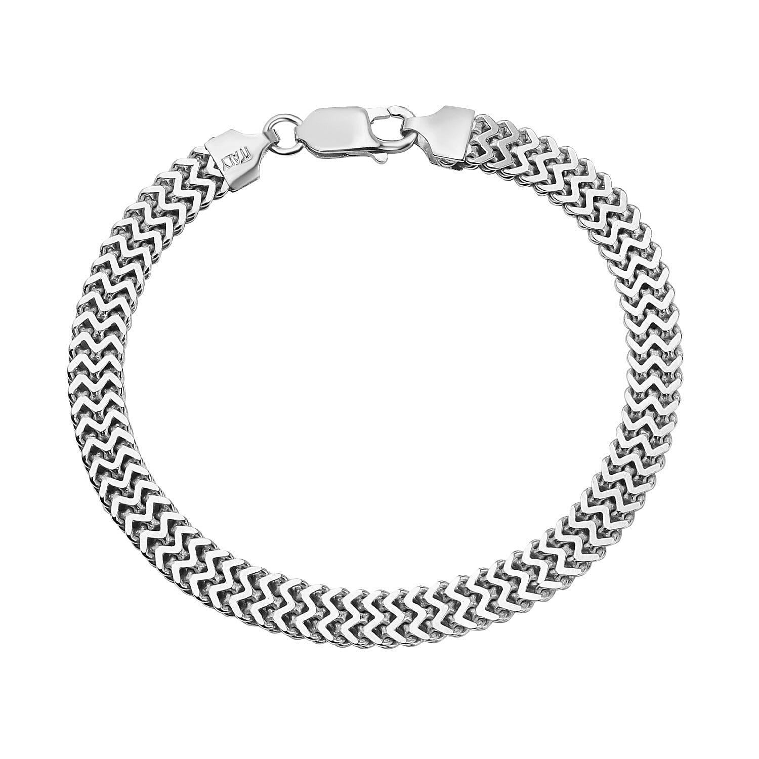 Italian Close Out - Sterling Silver Chevron Bracelet (Size - 8 ), Silver Wt. 13.14 Gms