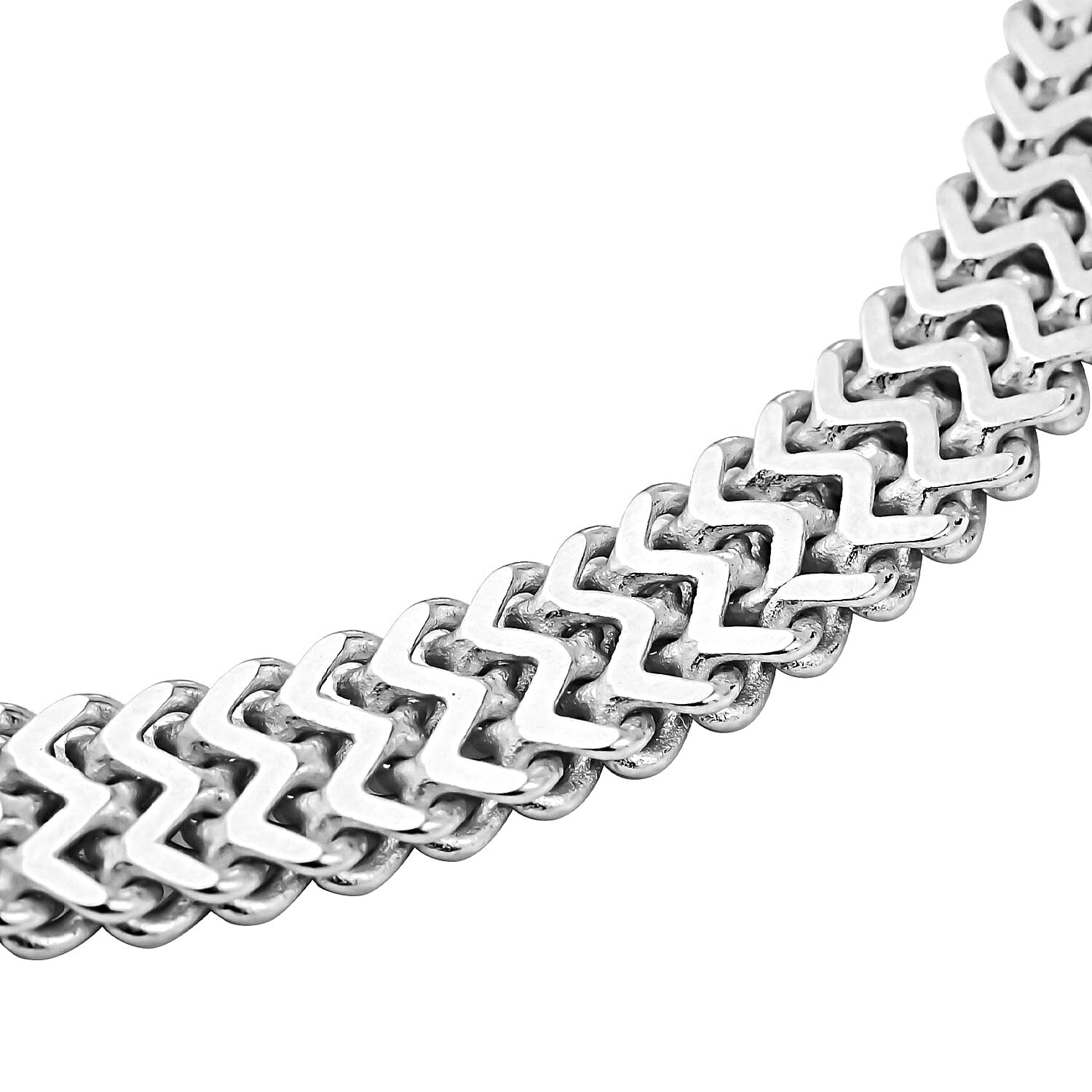 Italian Close Out - Sterling Silver Chevron Bracelet (Size - 8 ), Silver Wt. 13.14 Gms