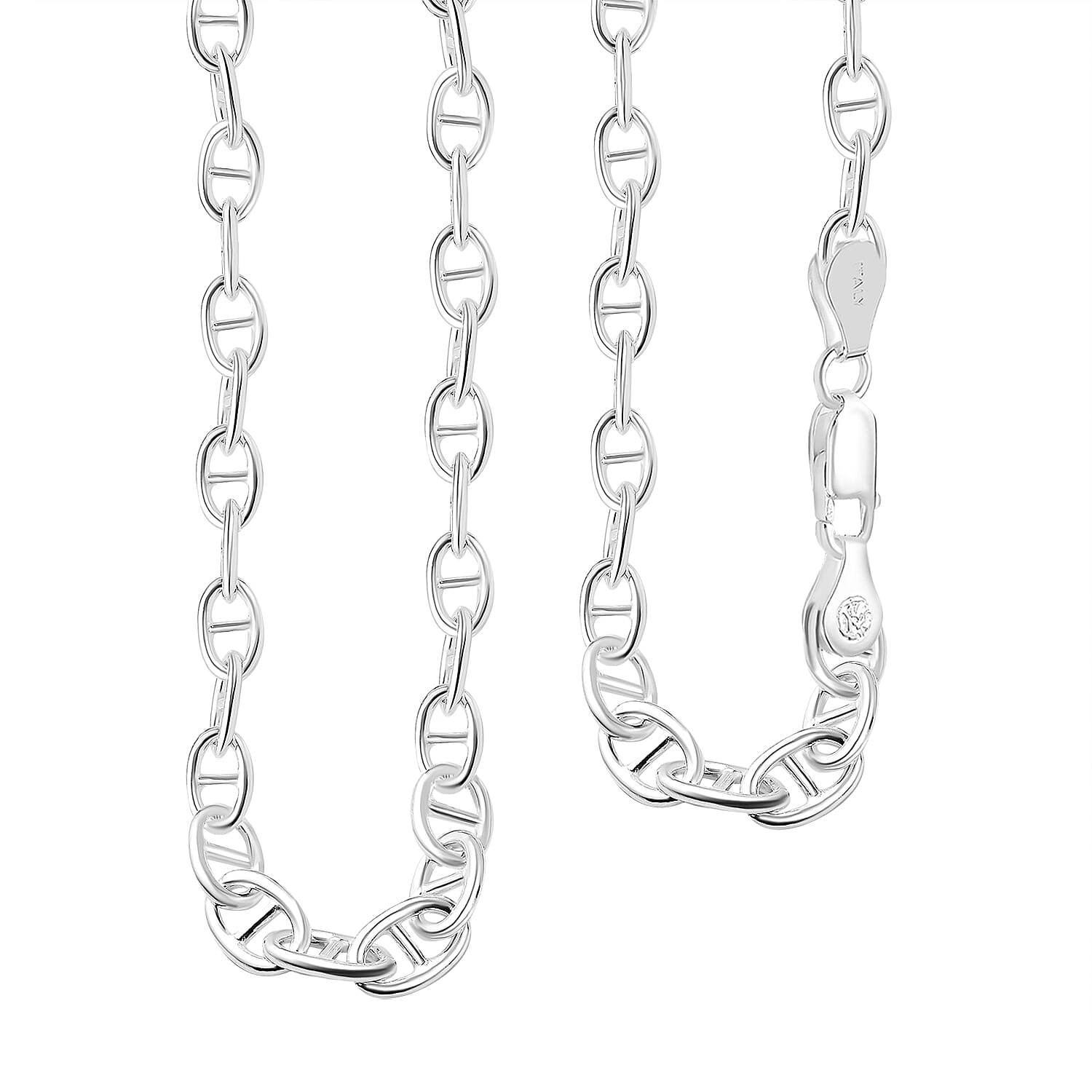 Sterling Silver Anchor Link Necklace (Size - 20) With Lobster Clasp, Silver Wt. 19.00 Gms
