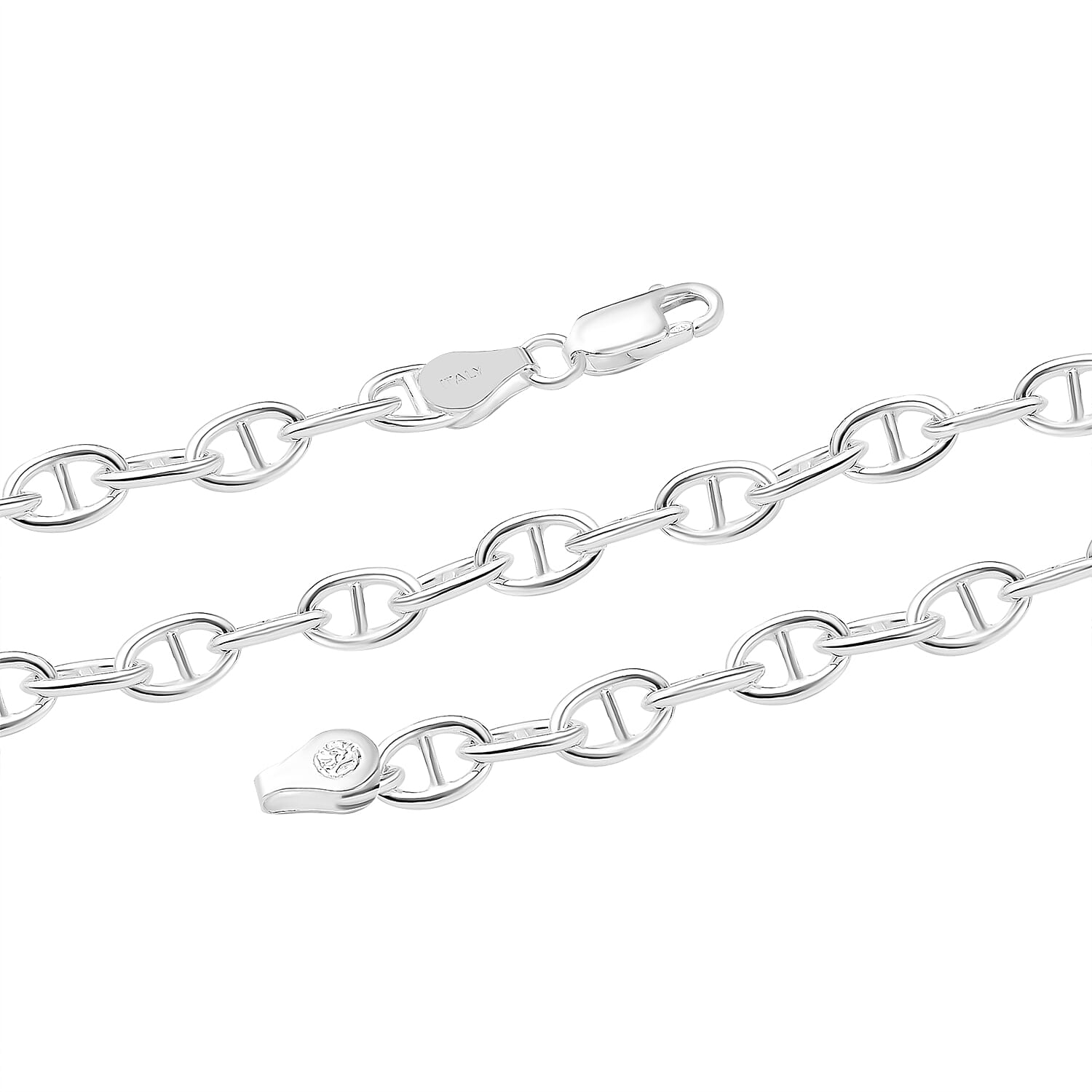 Sterling Silver Anchor Link Necklace (Size - 20) With Lobster Clasp, Silver Wt. 19.00 Gms