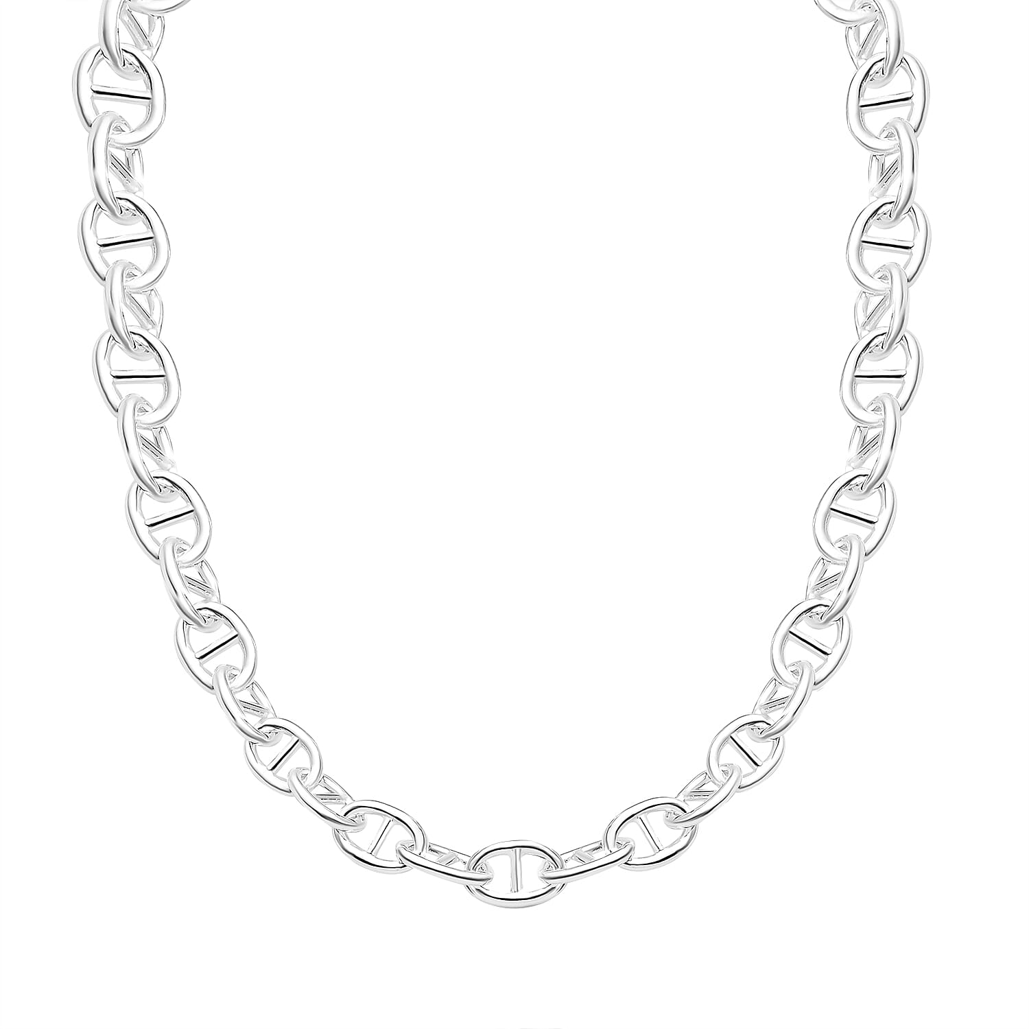 Sterling Silver Anchor Link Necklace (Size - 20) With Lobster Clasp, Silver Wt. 19.00 Gms