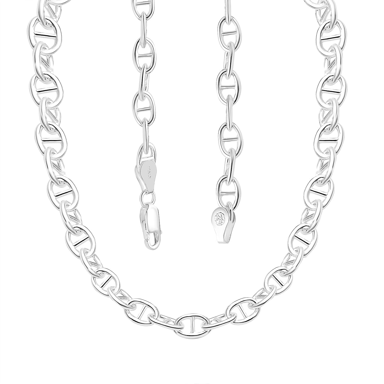 Sterling Silver Anchor Link Necklace (Size - 20) With Lobster Clasp, Silver Wt. 19.00 Gms