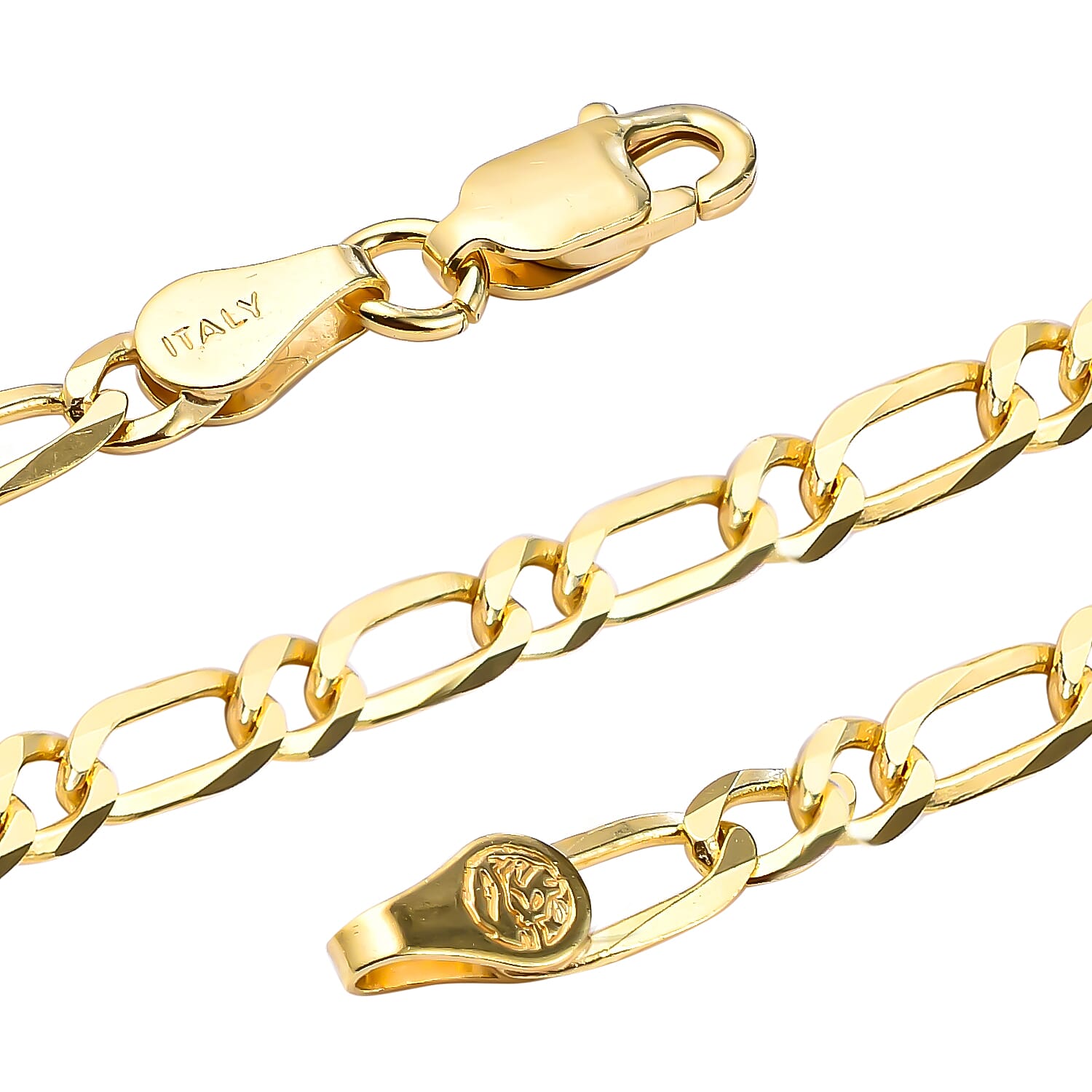 Italian Made Close Out Deal - Yellow Gold Overlay Sterling Silver Figaro Necklace (Size - 20) with Lopster Clasp, Silver Wt. 7.93 Gms