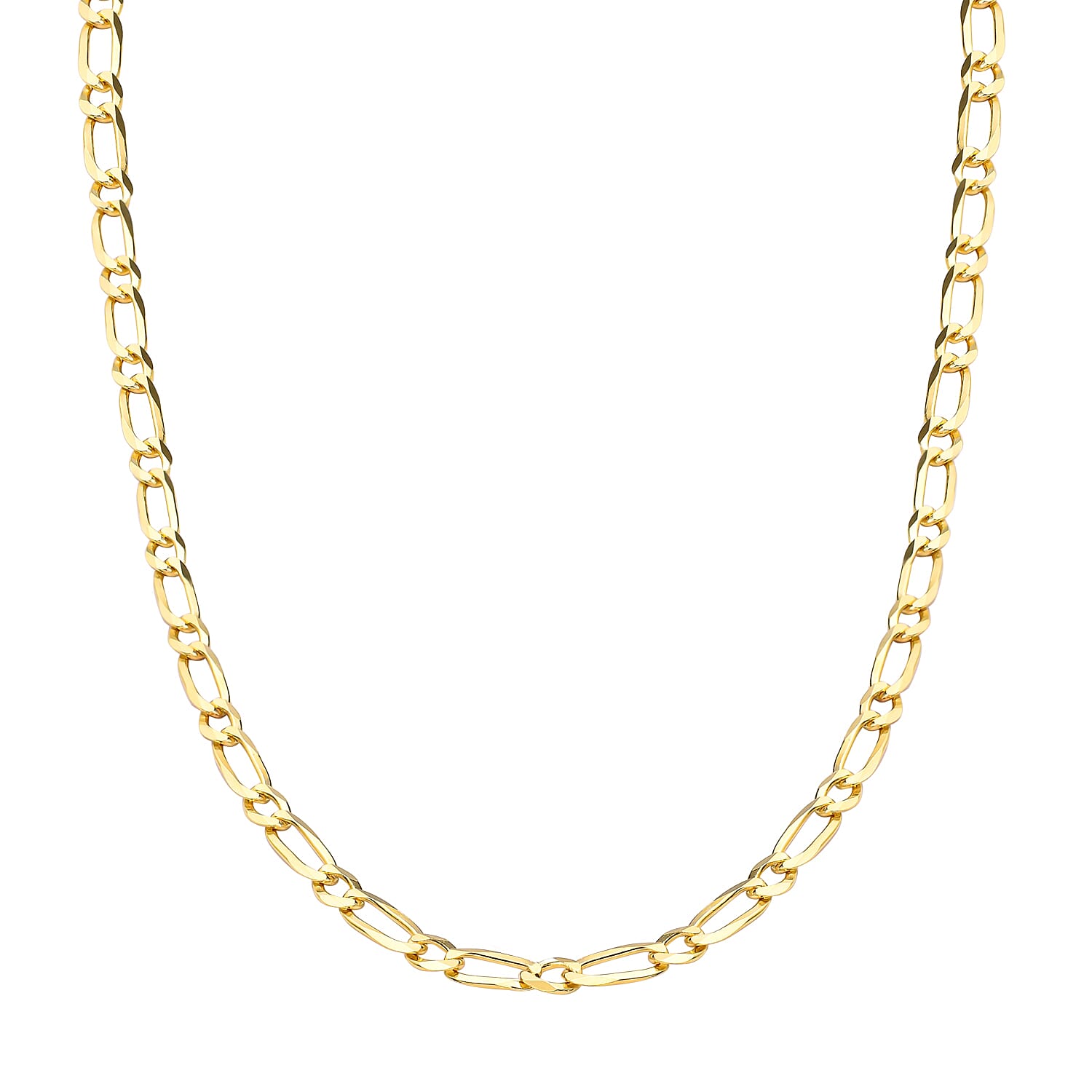 Italian Made Close Out Deal - Yellow Gold Overlay Sterling Silver Figaro Necklace (Size - 20) with Lopster Clasp, Silver Wt. 7.93 Gms