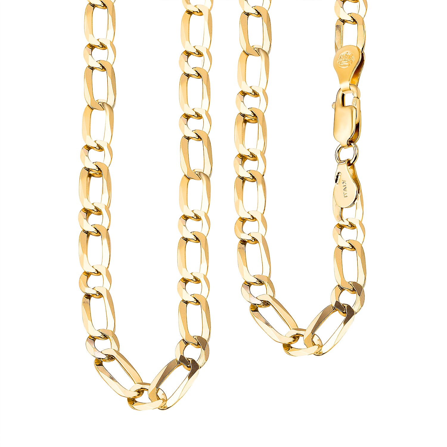  Italian Close Out - Yellow Gold Overlay Sterling Silver Figaro Necklace (Size - 24) With Lobster Clasp, Silver Wt.15.69 Gms