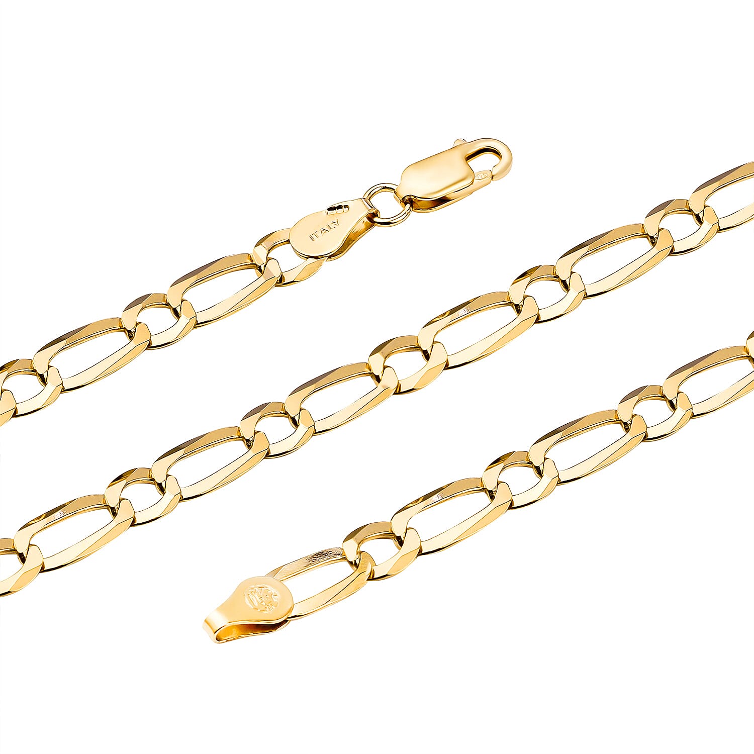  Italian Close Out - Yellow Gold Overlay Sterling Silver Figaro Necklace (Size - 24) With Lobster Clasp, Silver Wt.15.69 Gms