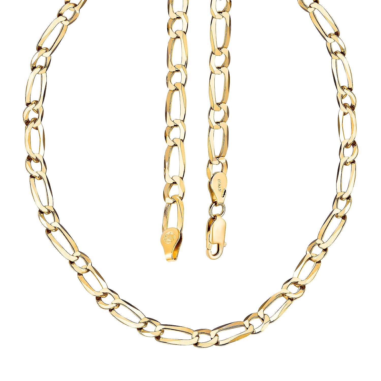  Italian Close Out - Yellow Gold Overlay Sterling Silver Figaro Necklace (Size - 24) With Lobster Clasp, Silver Wt.15.69 Gms