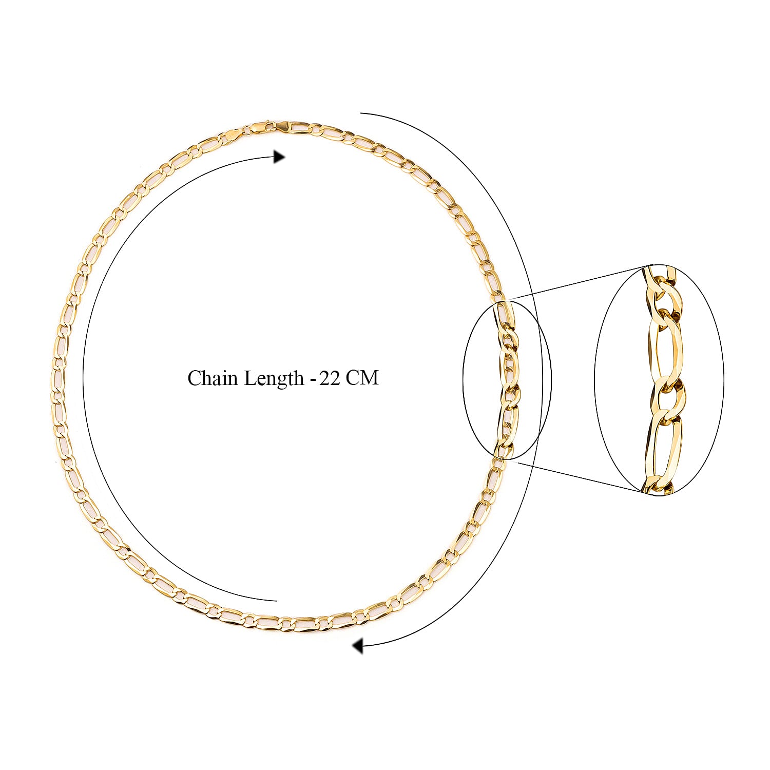  Italian Close Out - Yellow Gold Overlay Sterling Silver Figaro Necklace (Size - 24) With Lobster Clasp, Silver Wt.15.69 Gms