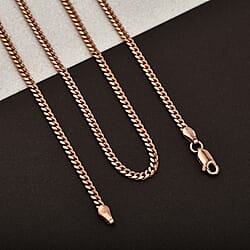 Rose Gold Overlay Sterling Silver Bombe Miami Cuban Necklace (Size - 20) With Lobster Clasp, Silver Wt. 9.80 Gms