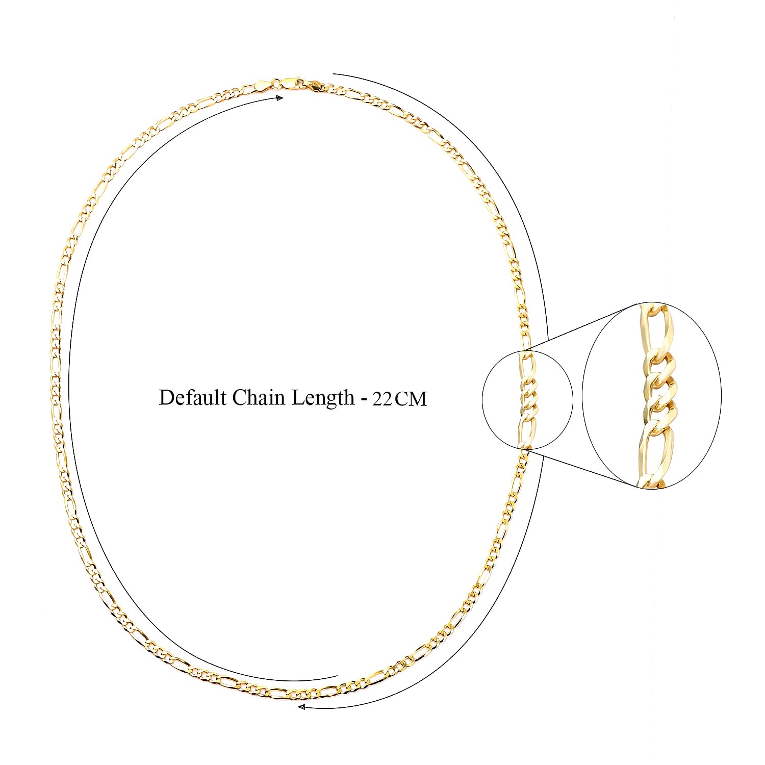 Italian Close Out - Yellow Gold Overlay Sterling Silver Figaro Necklace (Size - 24), Silver Wt. 9.75 Gms