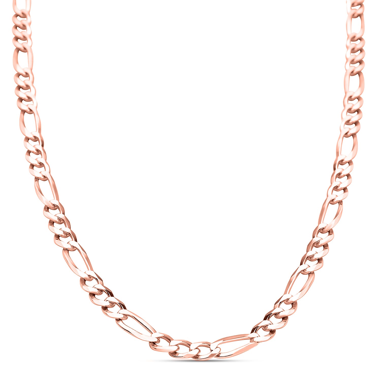 Rose Gold Overlay Sterling Silver Figaro Necklace (Size - 24), Silver Wt. 9.86 Gms