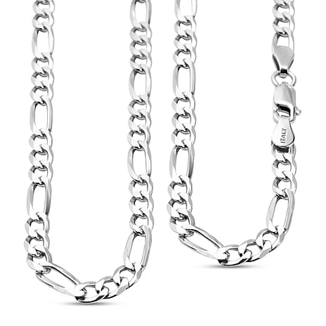 Italian Made Close Out - Sterling Silver Figaro Necklace (Size - 18) With Lobster Clasp