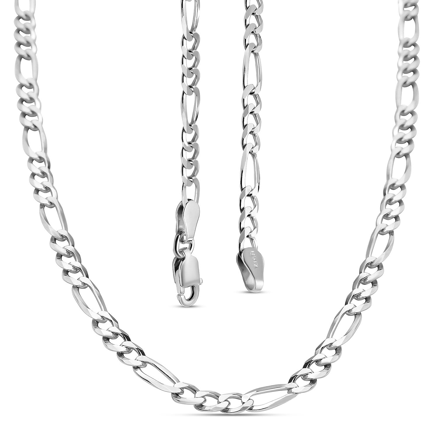 Italian Made Close Out - Sterling Silver Figaro Necklace (Size - 18) With Lobster Clasp 7.76 Gms.
