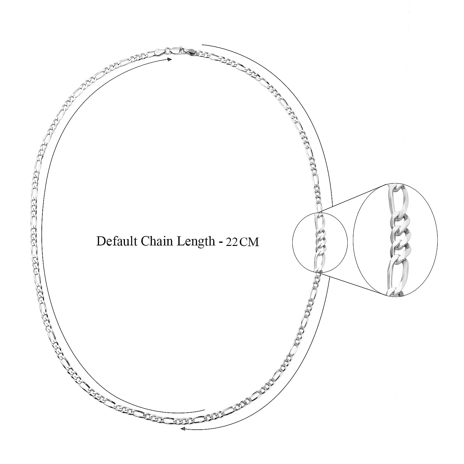 Italian Made Close Out - Sterling Silver Figaro Necklace (Size - 18) With Lobster Clasp 7.76 Gms.