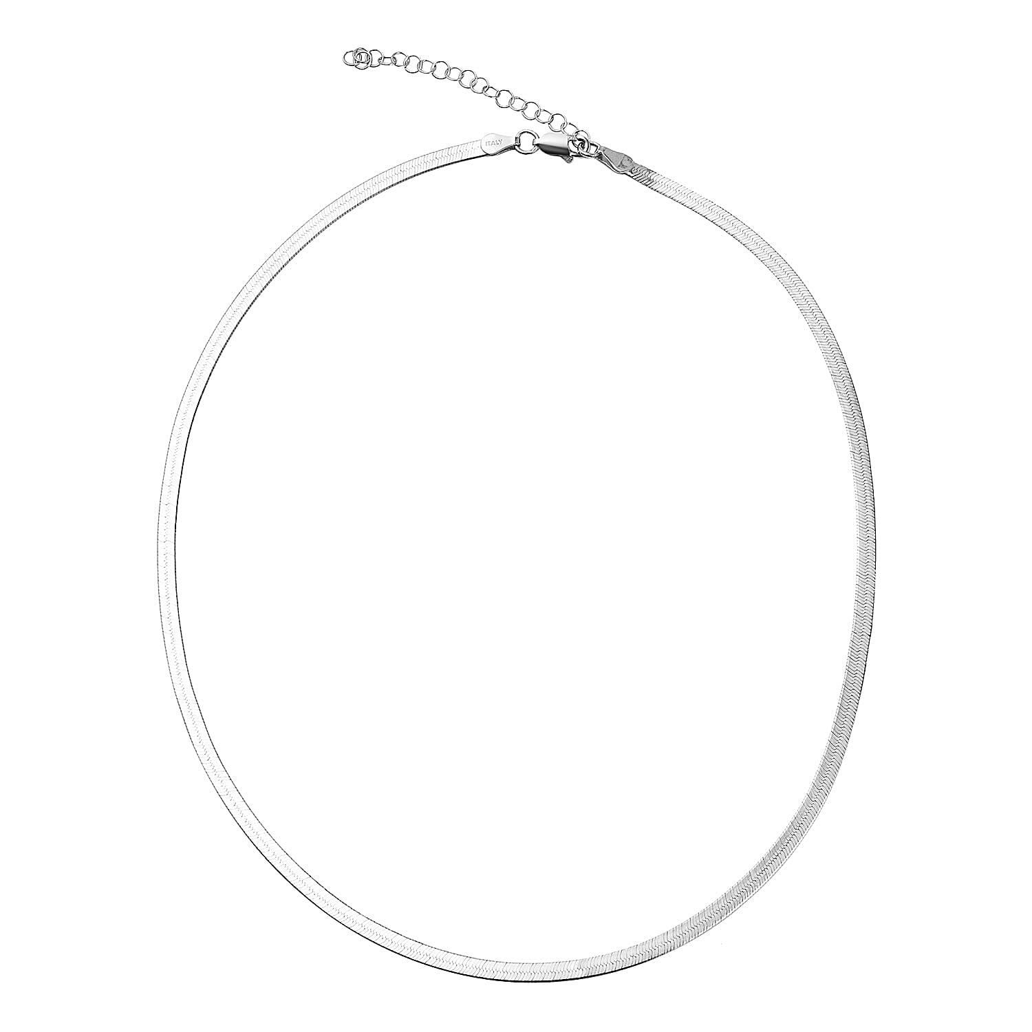 Vegas Close out - Sterling Silver Herringbone Necklace (Size - 16 with 2 inch Extender) 5.38 Gms - Platinum Overlay