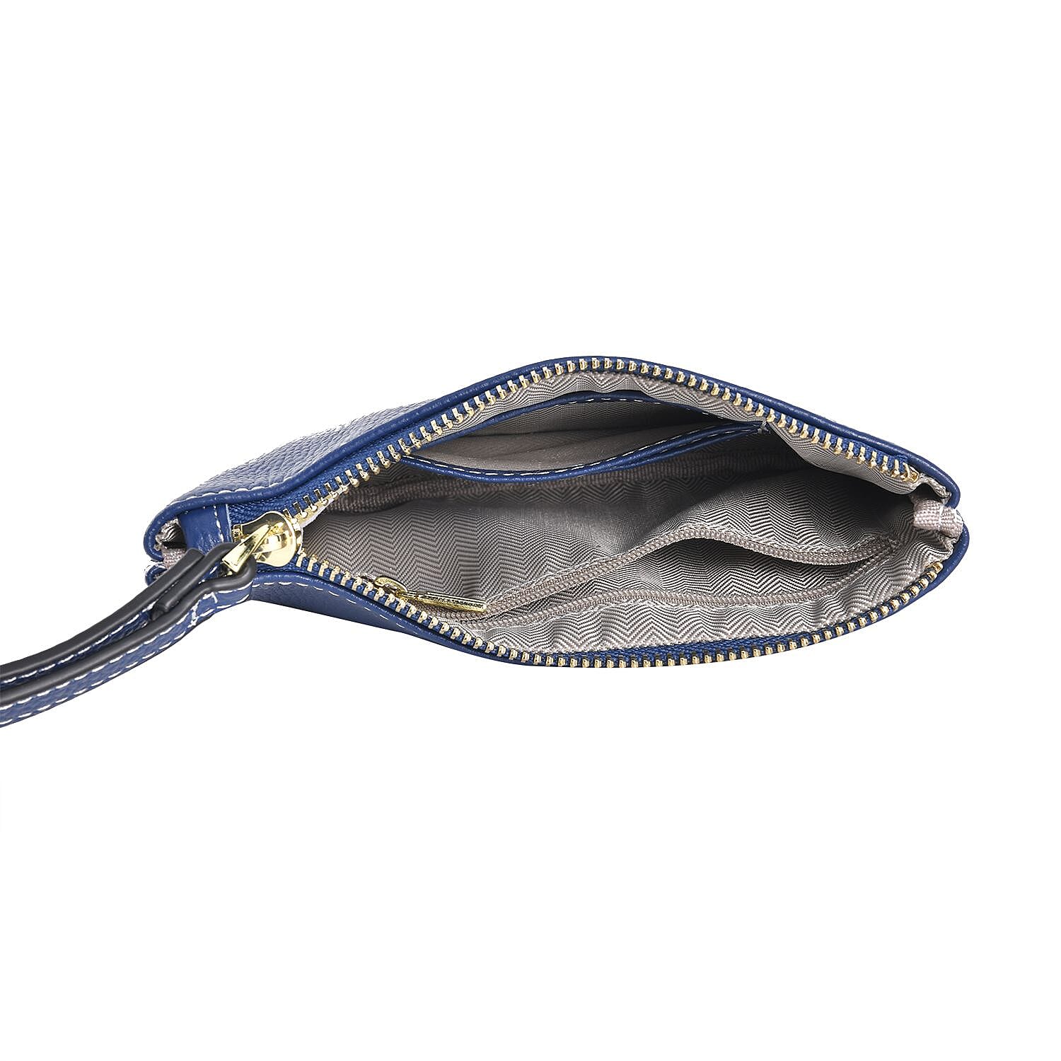 100% Genuine Leather Alphabet A Wallet with RFID Protection (Size 18x12 Cm) - Navy