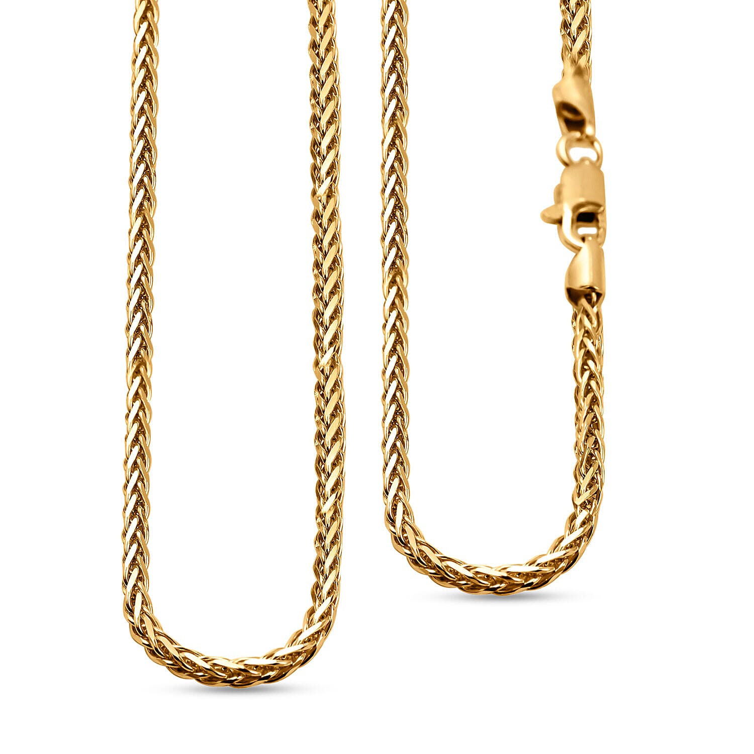 Vicenza Closeout - Spiga Necklace in Yellow Gold Plated Sterling Silver (Size - 20),