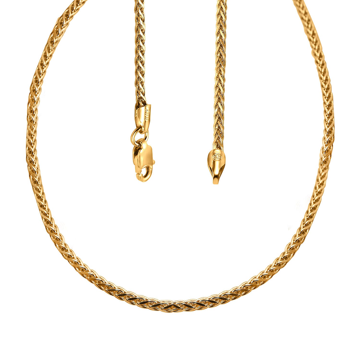 Vicenza Closeout - Spiga Necklace in Yellow Gold Plated Sterling Silver (Size - 20),