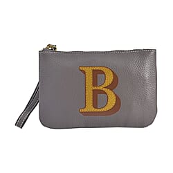  Genuine Leather Alphabet Wallet (Size 18x12x1 cm) - Navy & Navy