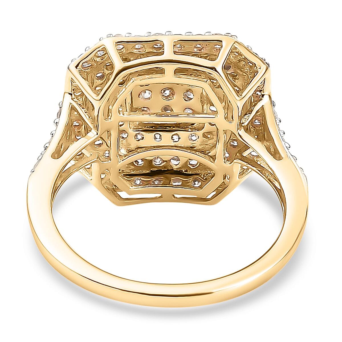 9K Yellow Gold SGL Certified Diamond (I1-I2-G-H) Cluster Ring 1.00 Ct.