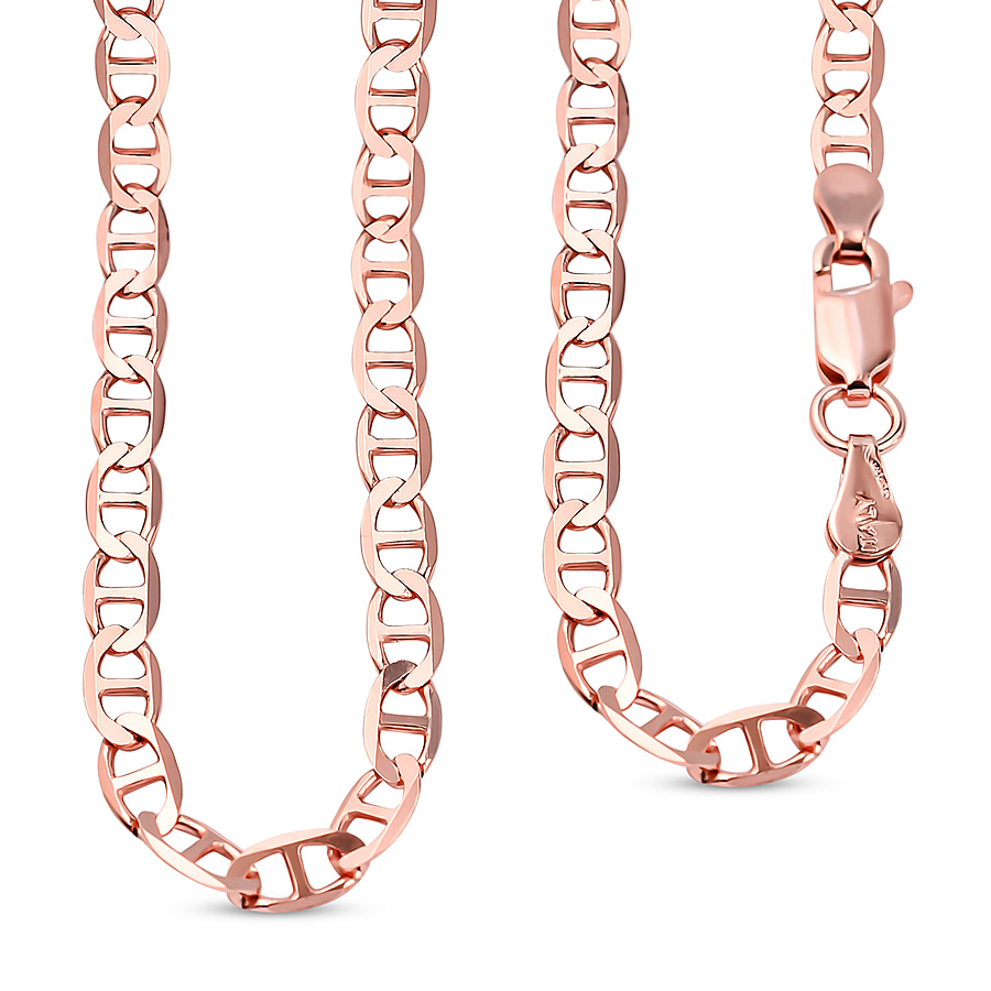 JCK Vegas Close Out- Italian Made Rose Gold Overlay Sterling Silver Rambo Necklace (Size - 24) with Lobster Clasp, Silver Wt. 7.75 Gms