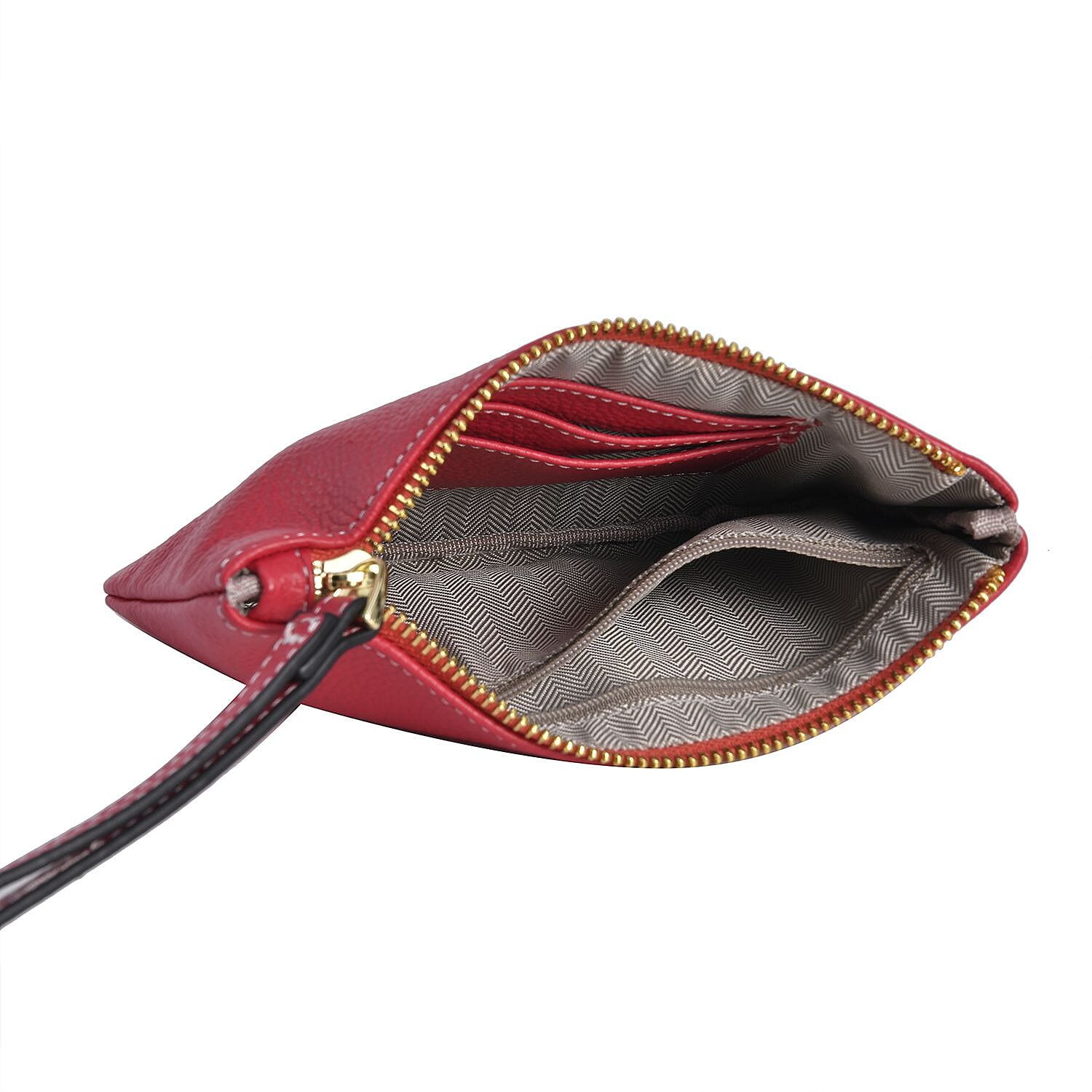 100% Genuine Leather J Letterpress Wristlet Clutch - Pink