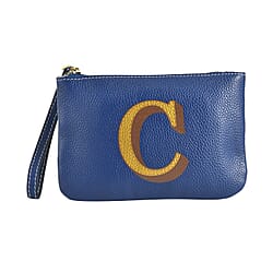  Genuine Leather Alphabet Wallet (Size 18x12x1 cm) - Navy & Navy