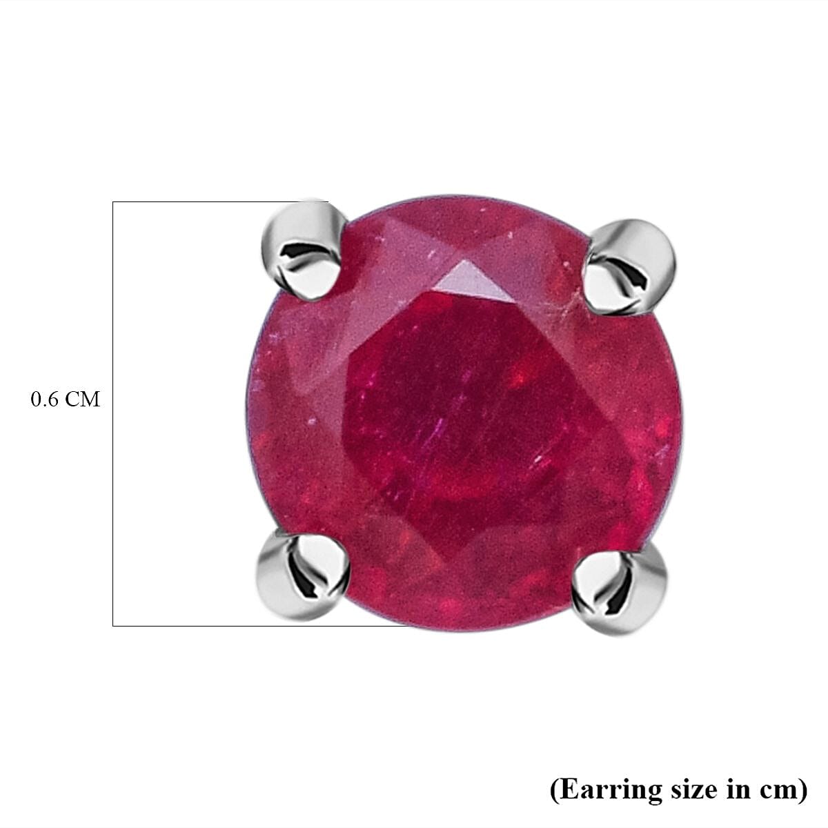 African Ruby Stud Earrings (with Push Back) in Platinum Overlay Sterling Silver 2.00 Ct.