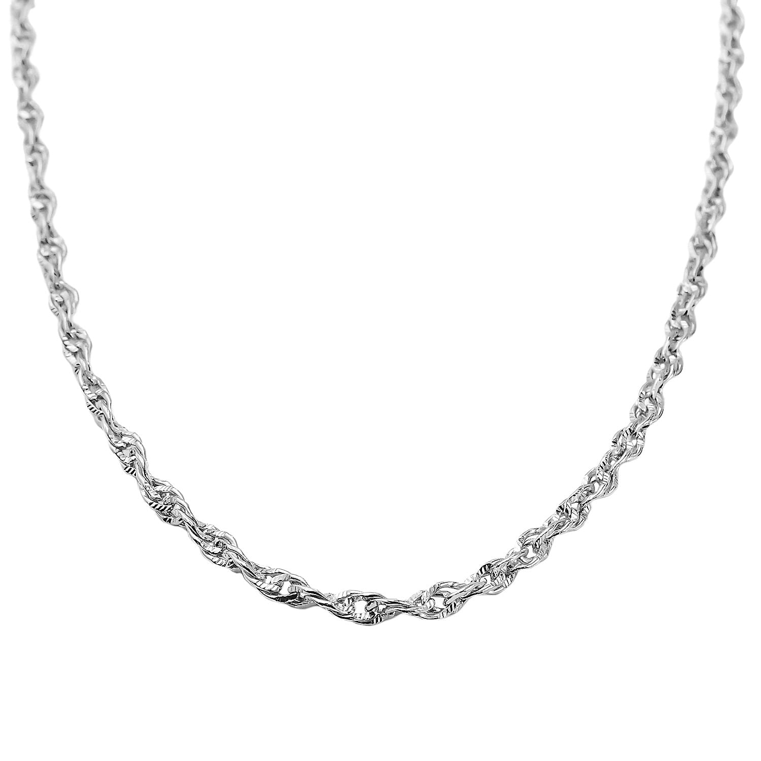 Italian Made Close Out - Sterling Silver Singapore Necklace (Size - 20), Silver Wt. 8.20 Gms