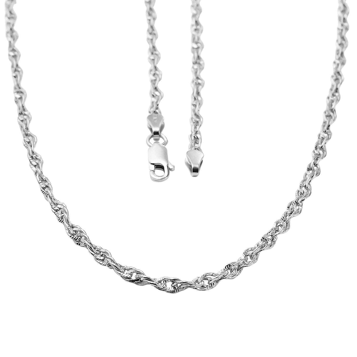 Italian Made Close Out - Sterling Silver Singapore Necklace (Size - 20), Silver Wt. 8.20 Gms