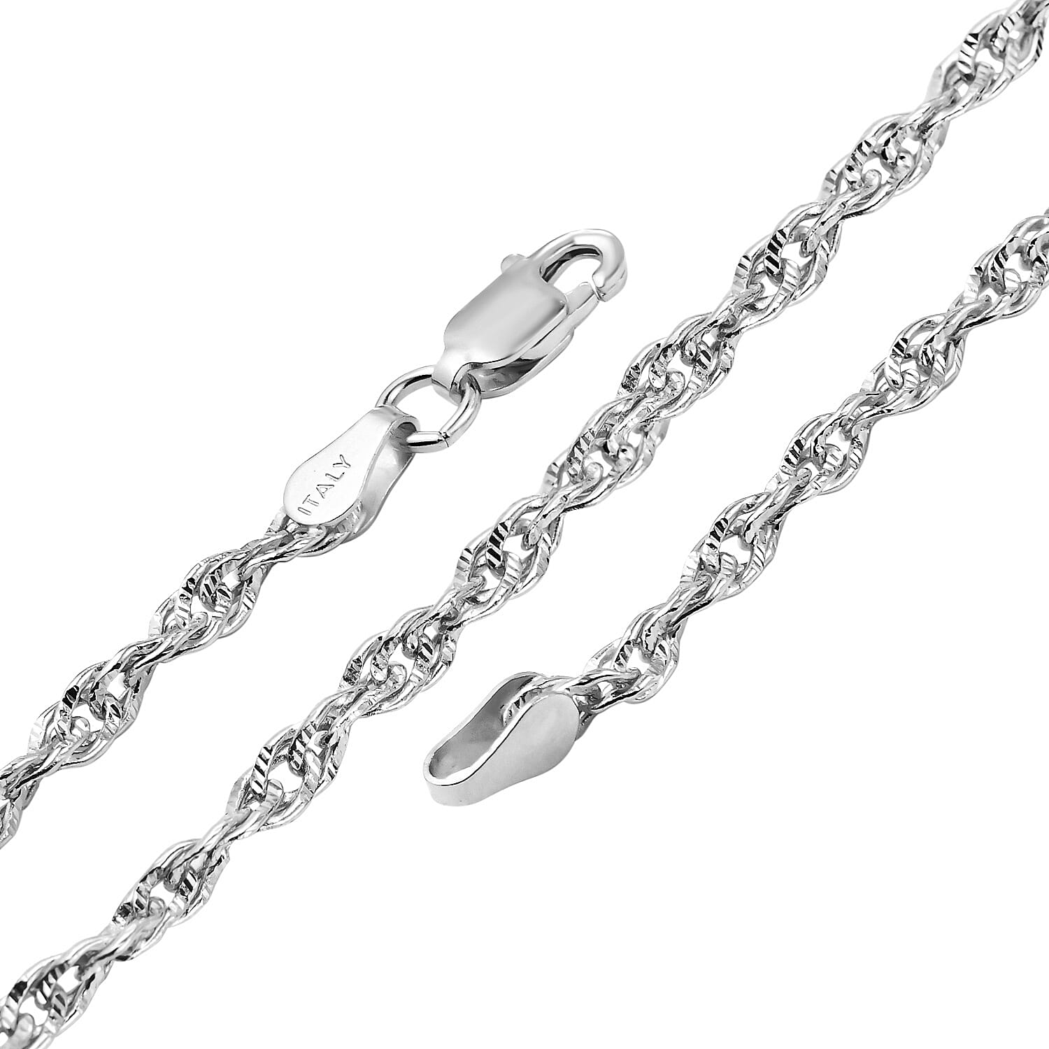 Italian Made Close Out - Sterling Silver Singapore Necklace (Size - 20), Silver Wt. 8.20 Gms