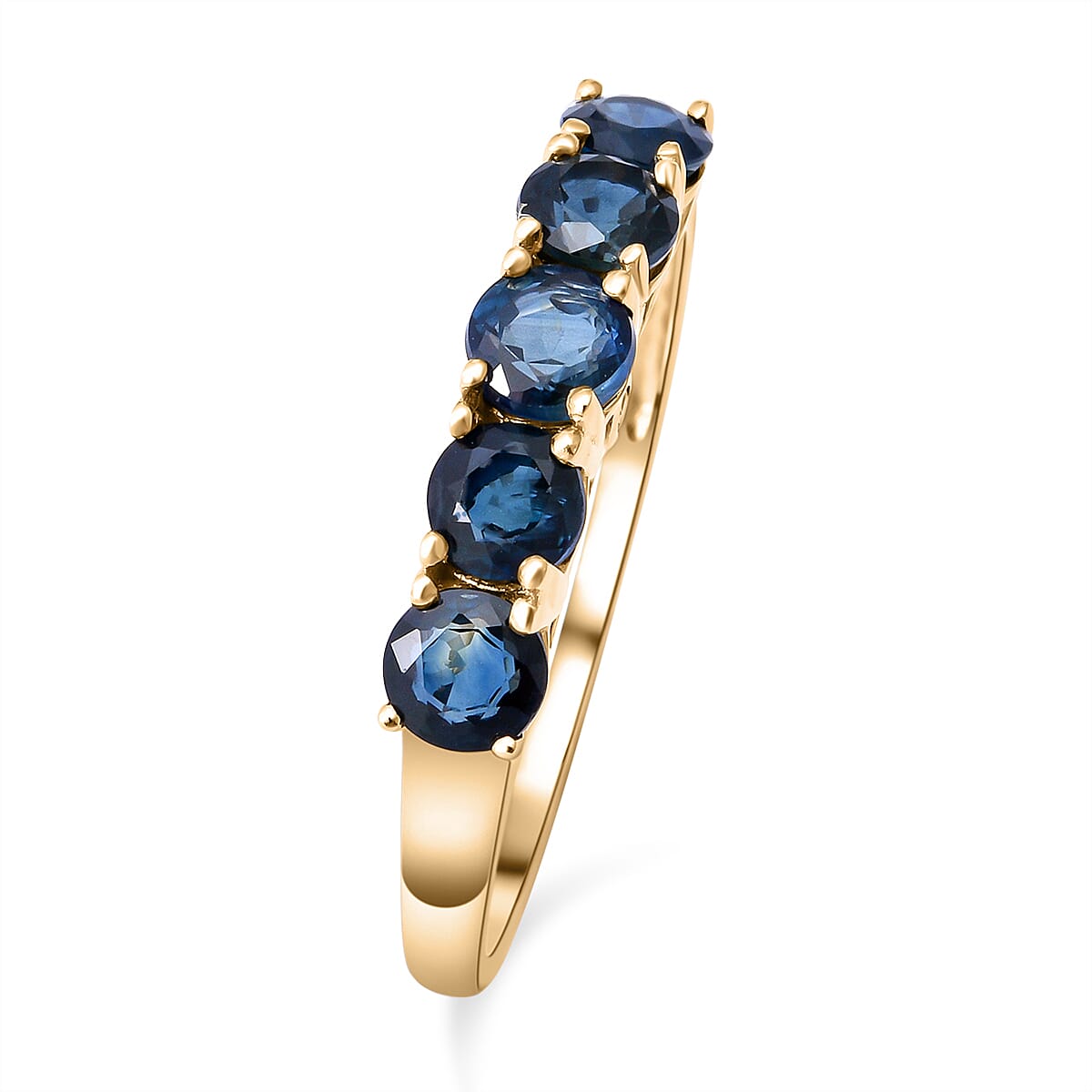9K Yellow Gold Rare Ocean Teal Sapphire and Diamond Ring 1.52 Ct.