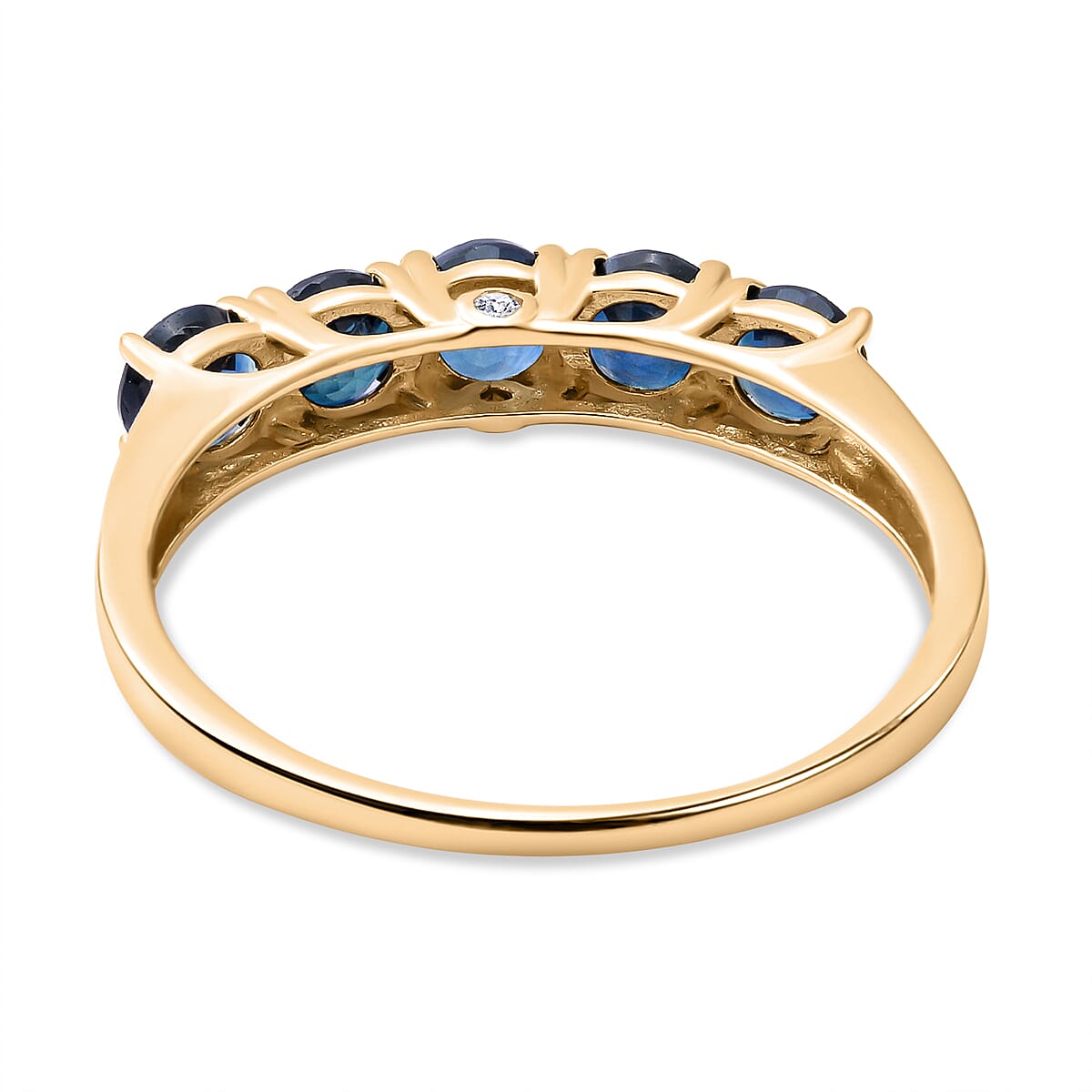 9K Yellow Gold Rare Ocean Teal Sapphire and Diamond Ring 1.52 Ct.