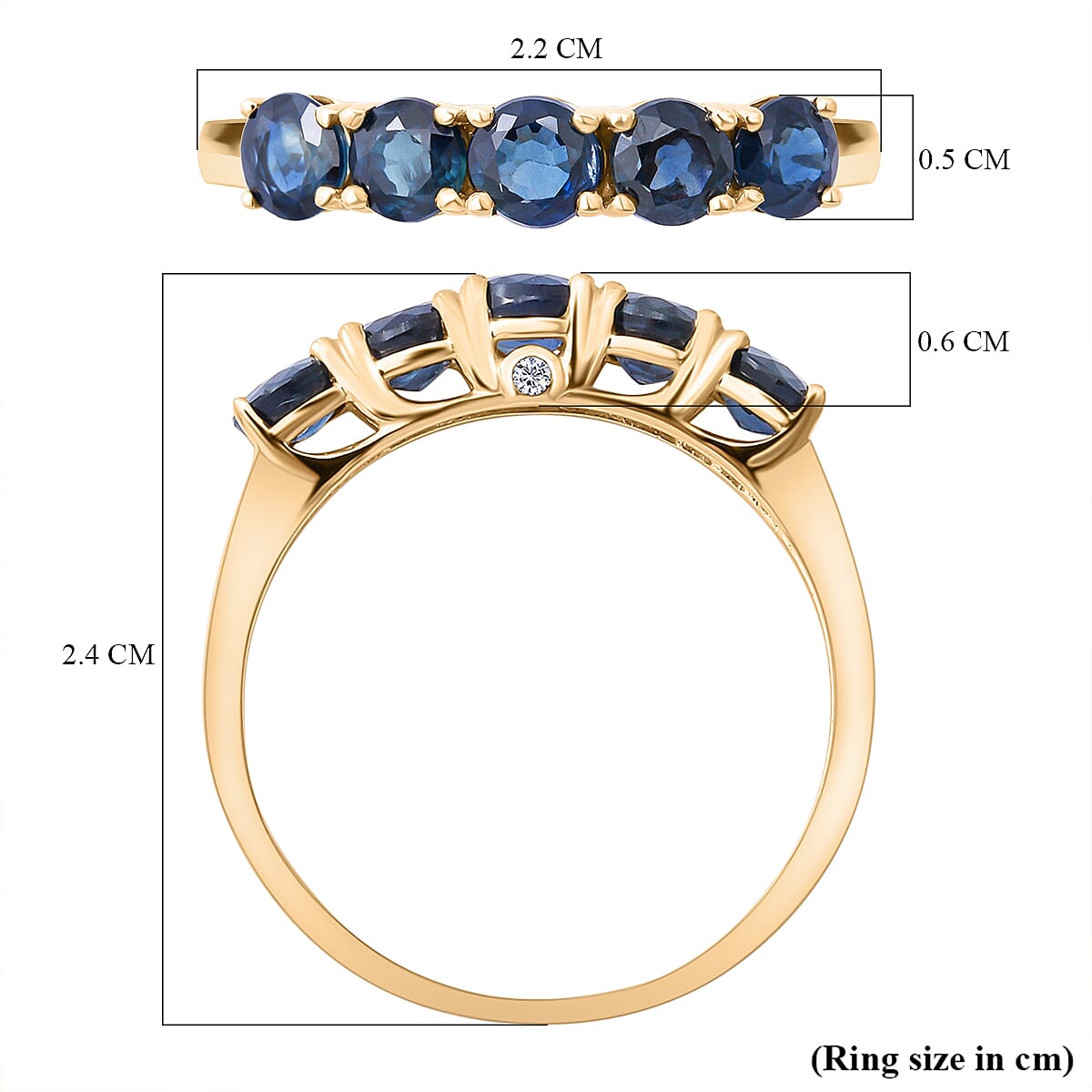 9K Yellow Gold Rare Ocean Teal Sapphire and Diamond Ring 1.52 Ct.