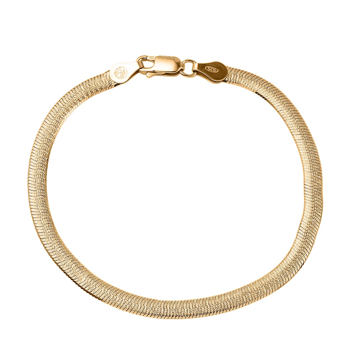 Yellow Gold Overlay Sterling Silver Bracelet (Size - 7.5)with Lobster Clasp.