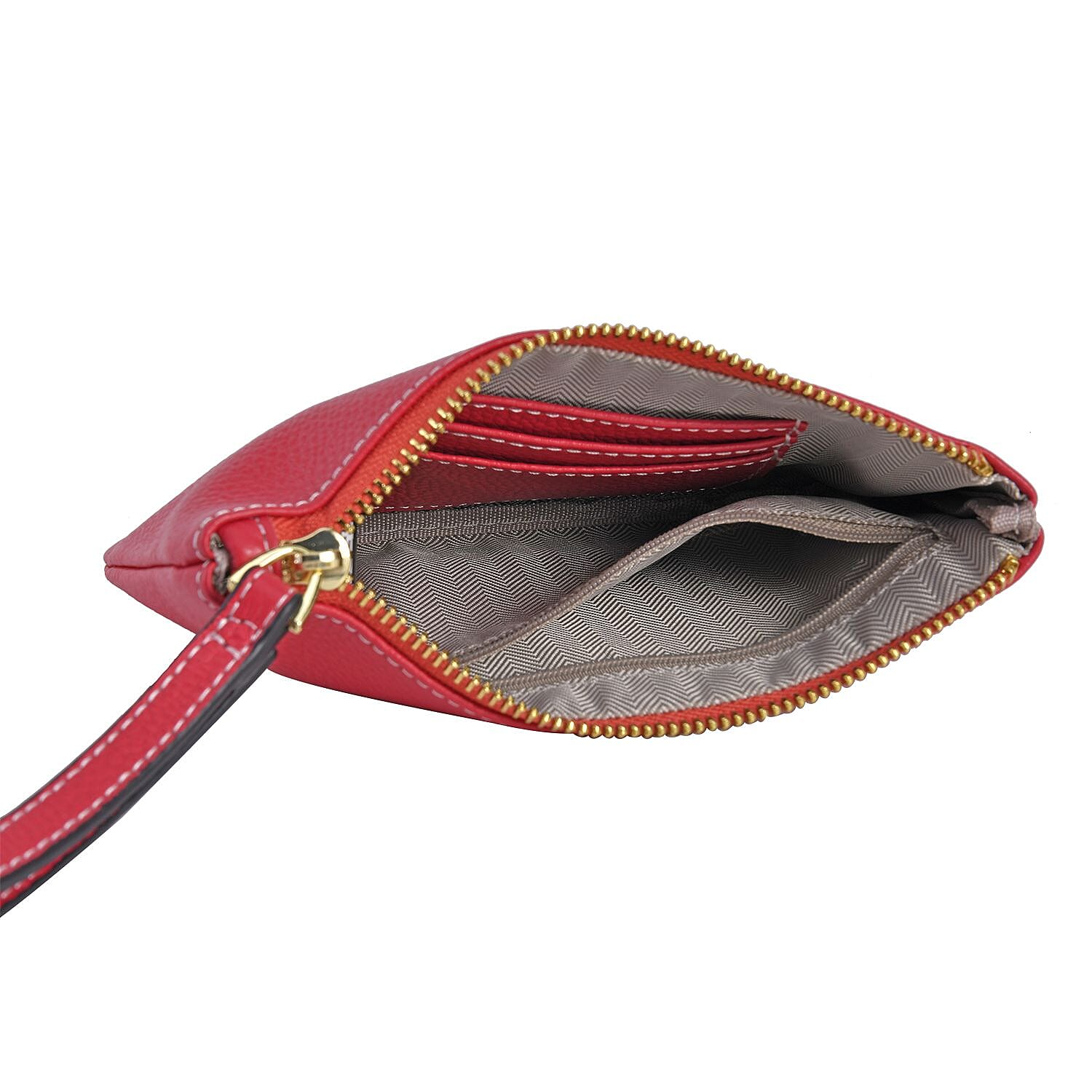 100% Genuine Leather L Letterpress Wristlet Clutch - Pink