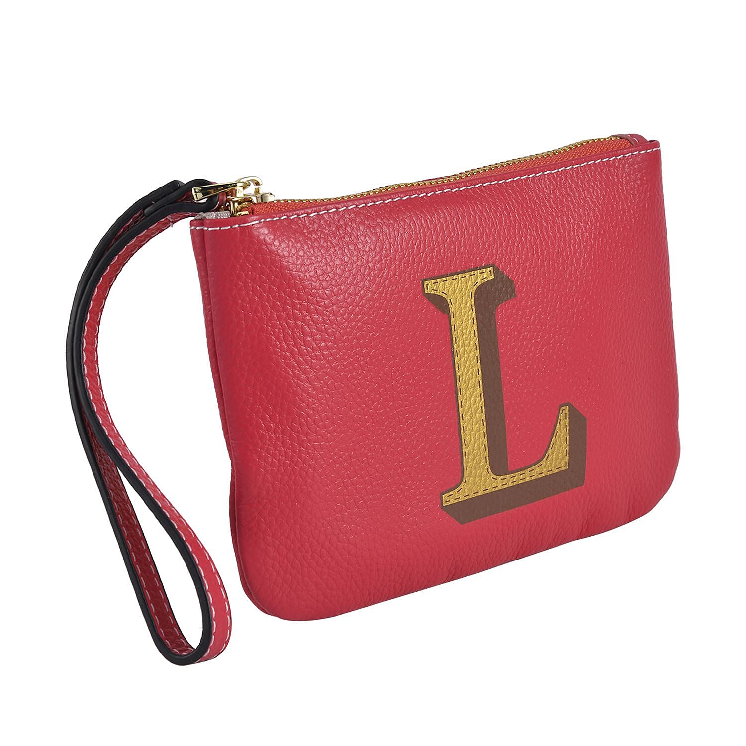 100% Genuine Leather Alphabet L Wallet with RFID Protection (Size 18x12 Cm) - Pink