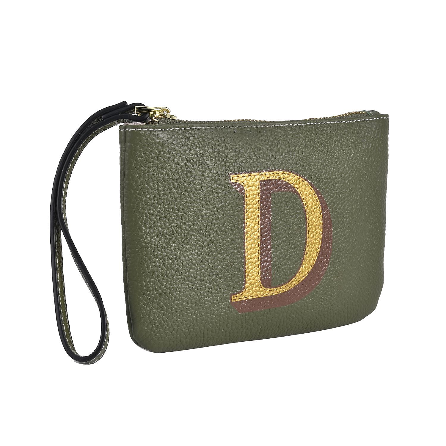 100% Genuine Leather Alphabet D Wallet with RFID Protection (Size 18x12 Cm) - Dark Green