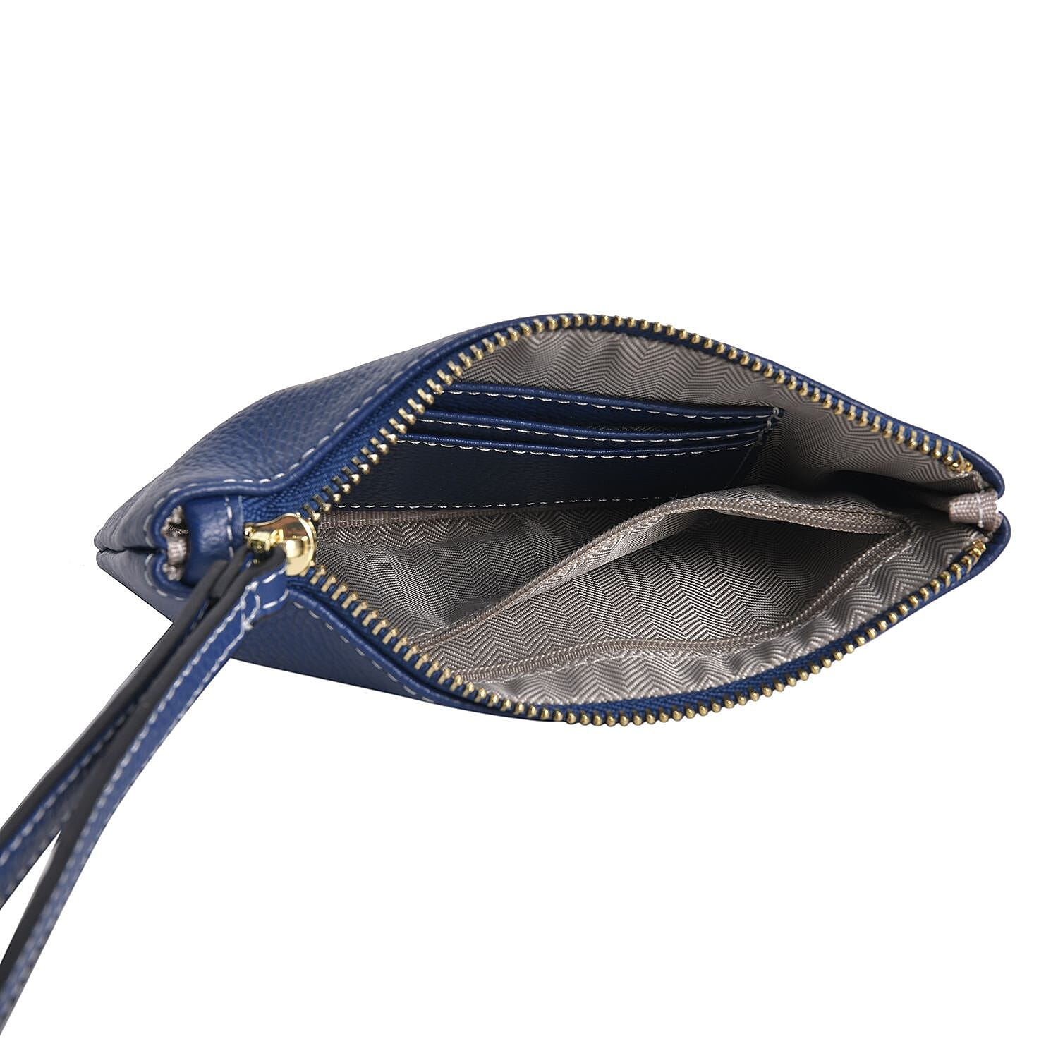 100% Genuine Leather Alphabet M Wallet with RFID Protection - Dark Blue