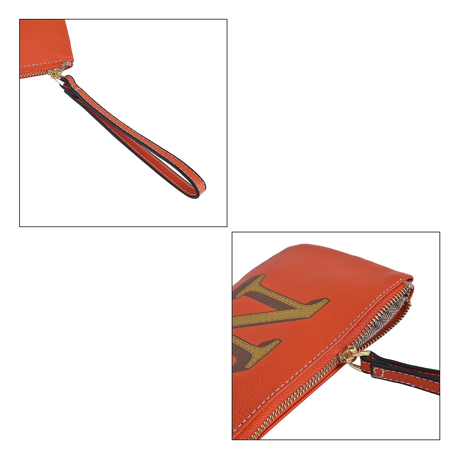 100% Genuine Leather Alphabet N Wallet with RFID Protection - Orange
