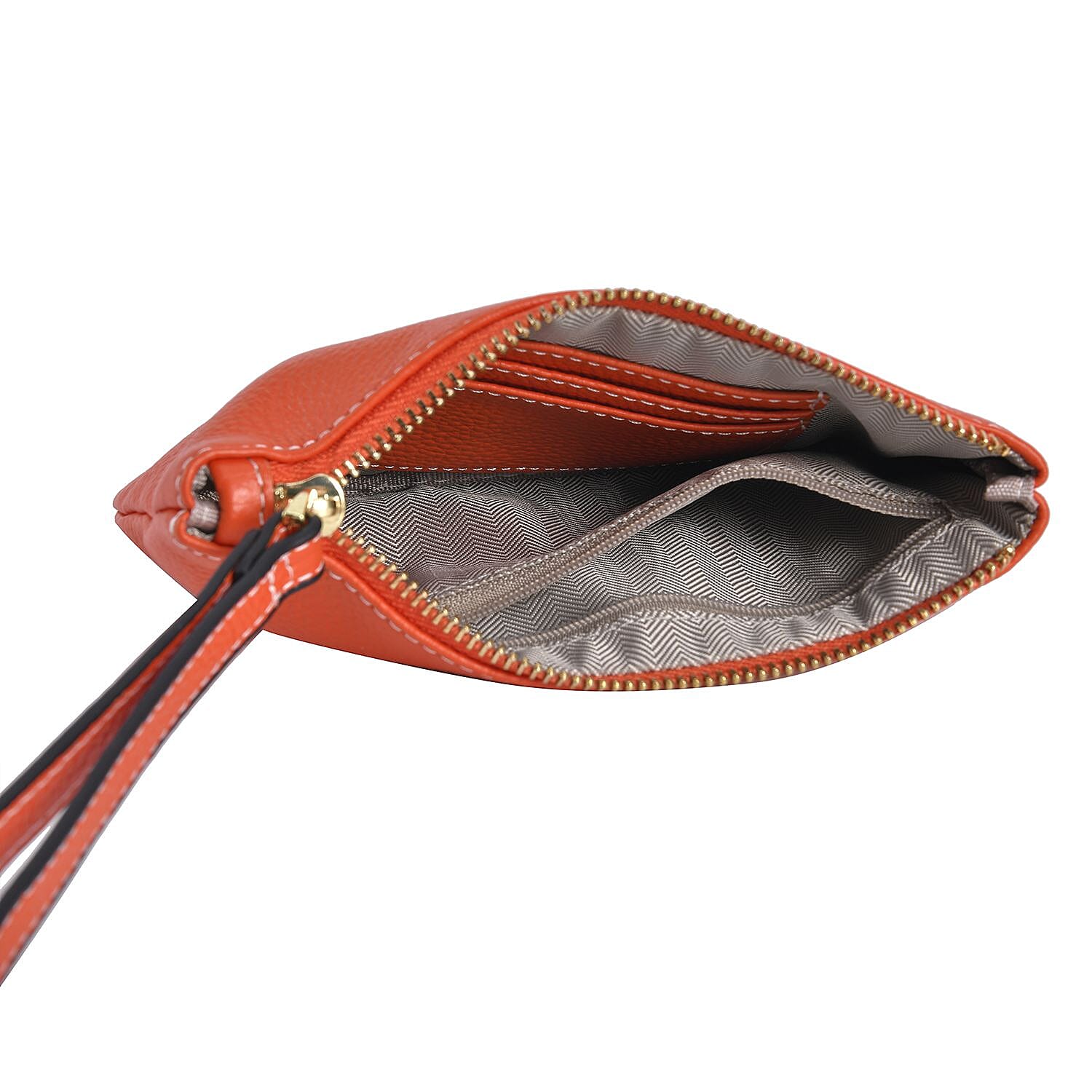 100% Genuine Leather Alphabet N Wallet with RFID Protection - Orange