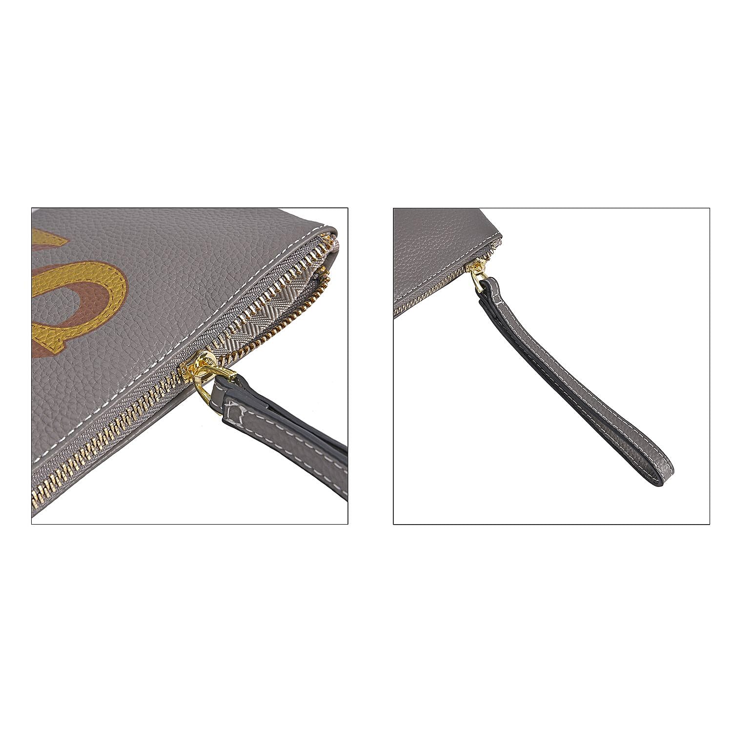 100% Genuine Leather Alphabet S Wallet with RFID Protection (Size 18x12 Cm) - Grey