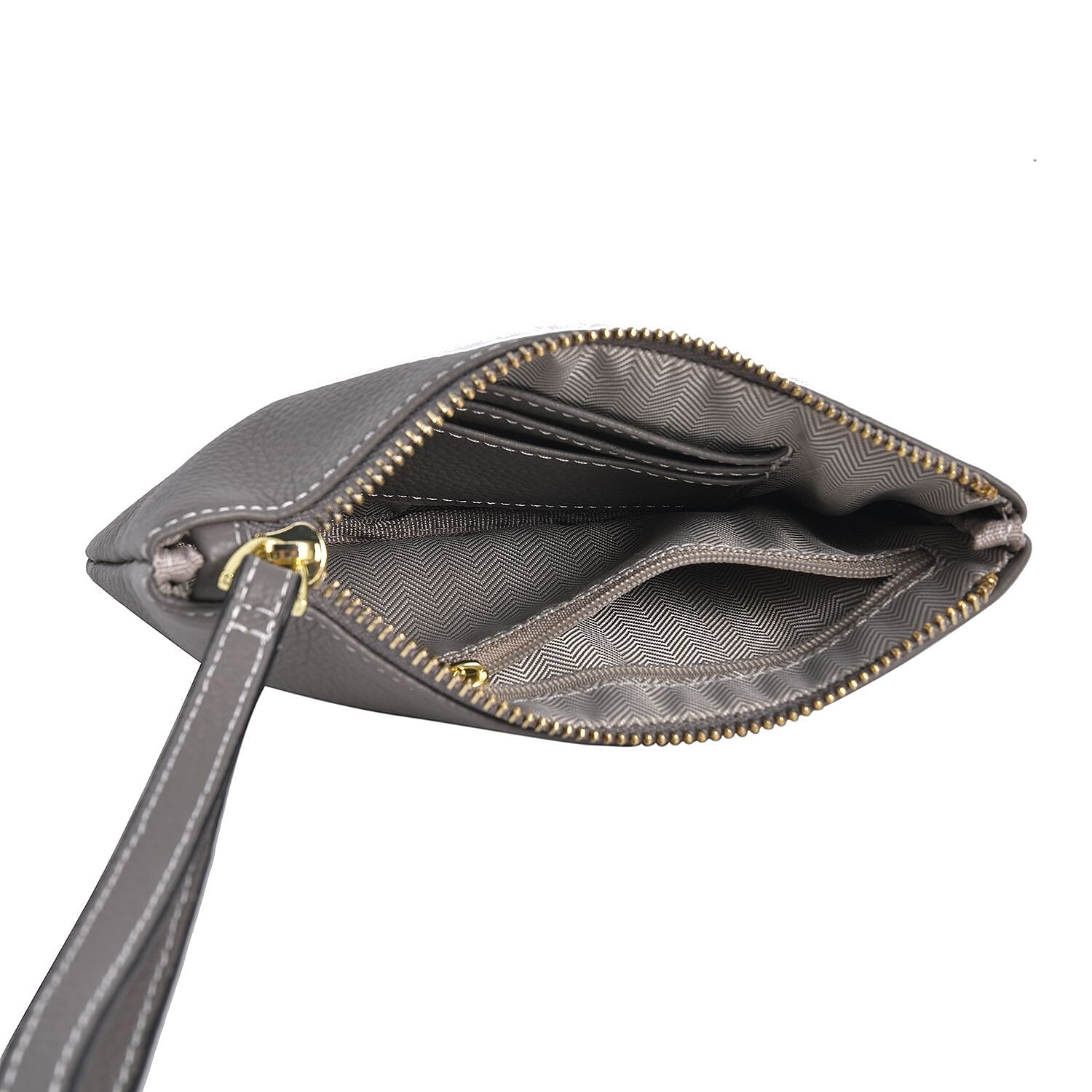 100% Genuine Leather Alphabet S Wallet with RFID Protection (Size 18x12 Cm) - Grey