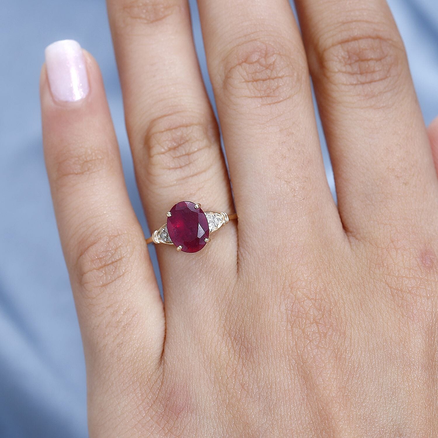 9K Yellow Gold AAA African Ruby and Diamond Ring 3.00 Ct.