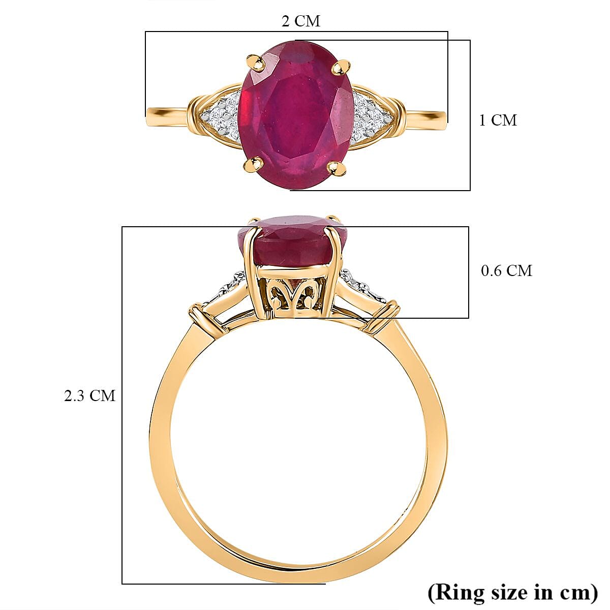 9K Yellow Gold AAA African Ruby and Diamond Ring 3.00 Ct.