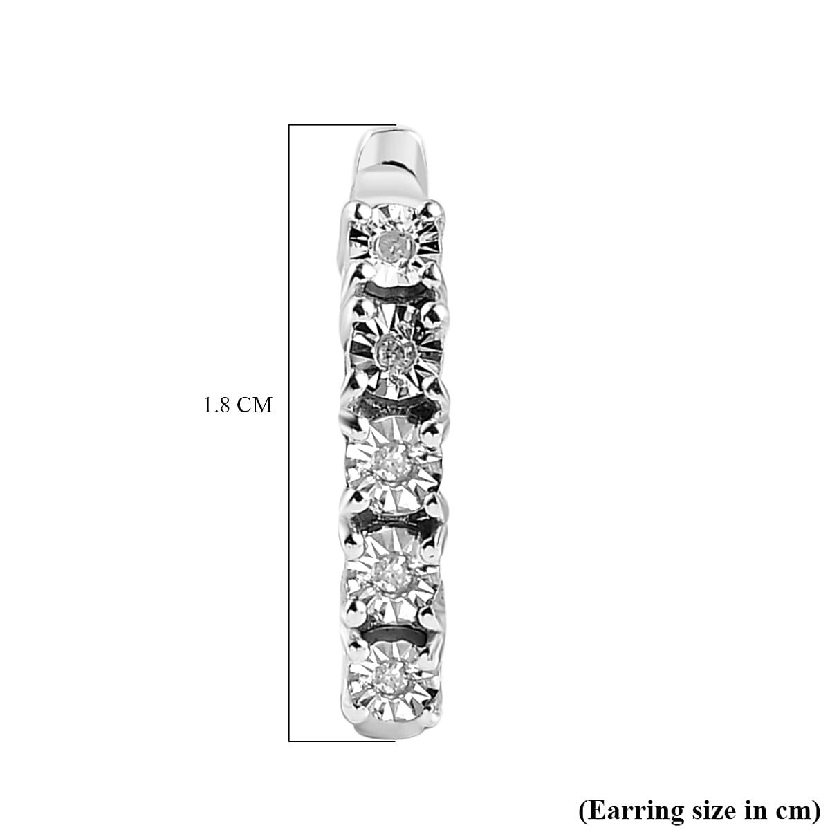 Natural White Diamond Hoop Earrings in Platinum Overlay Sterling Silver