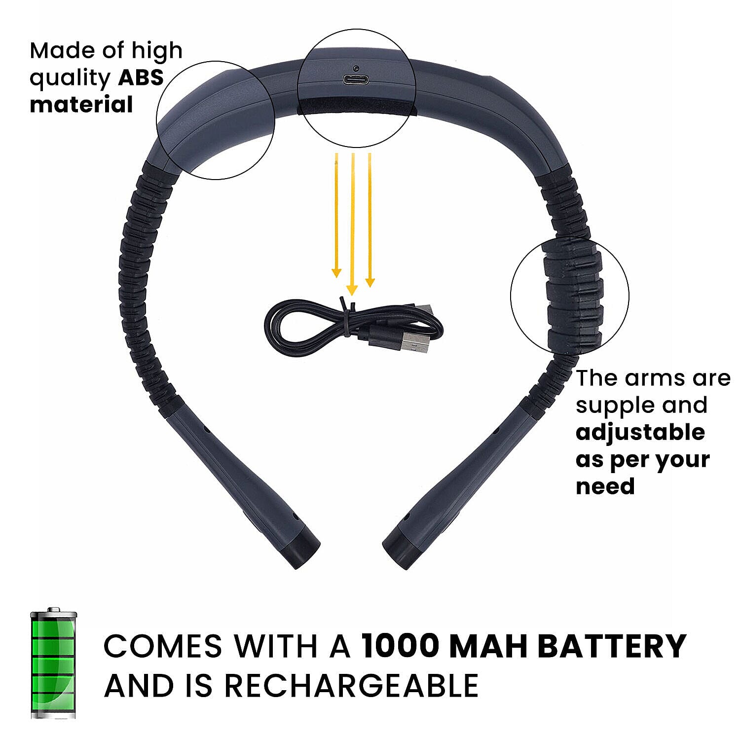 Rechargeable Led Neck Reading Light - Black