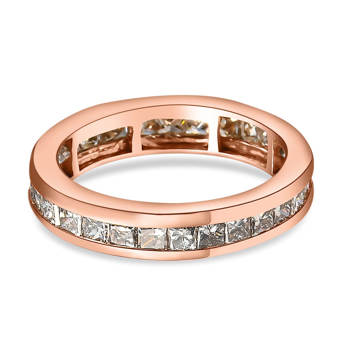 9K Rose Gold SGL Certified Natural Champagne Diamond Full Eternity Ring 2.00 Ct.
