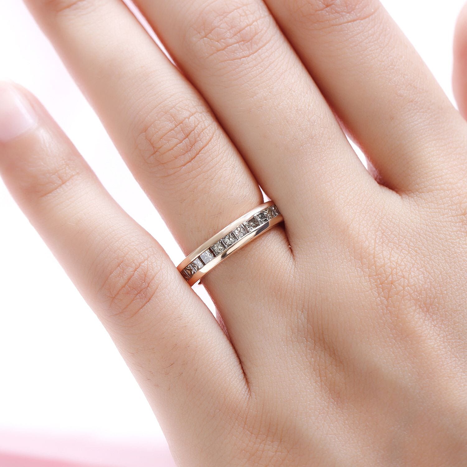 9K Rose Gold SGL Certified Natural Champagne Diamond  (I3) Full Eternity Ring 2.00 Ct.