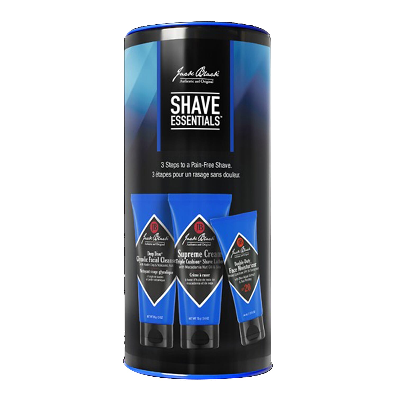 Jack Black, Shave Essentials (Deep Dive Glycolic Facial Cleanser 85g, Double Duty Facial Moisturiser SPF20 44ml, Supreme Clean Shave Lather 73g)